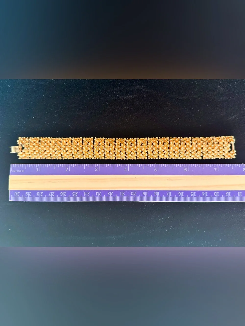 Vintage Signed Sarah Coventry Gold Tone Wide Statement Bracelet